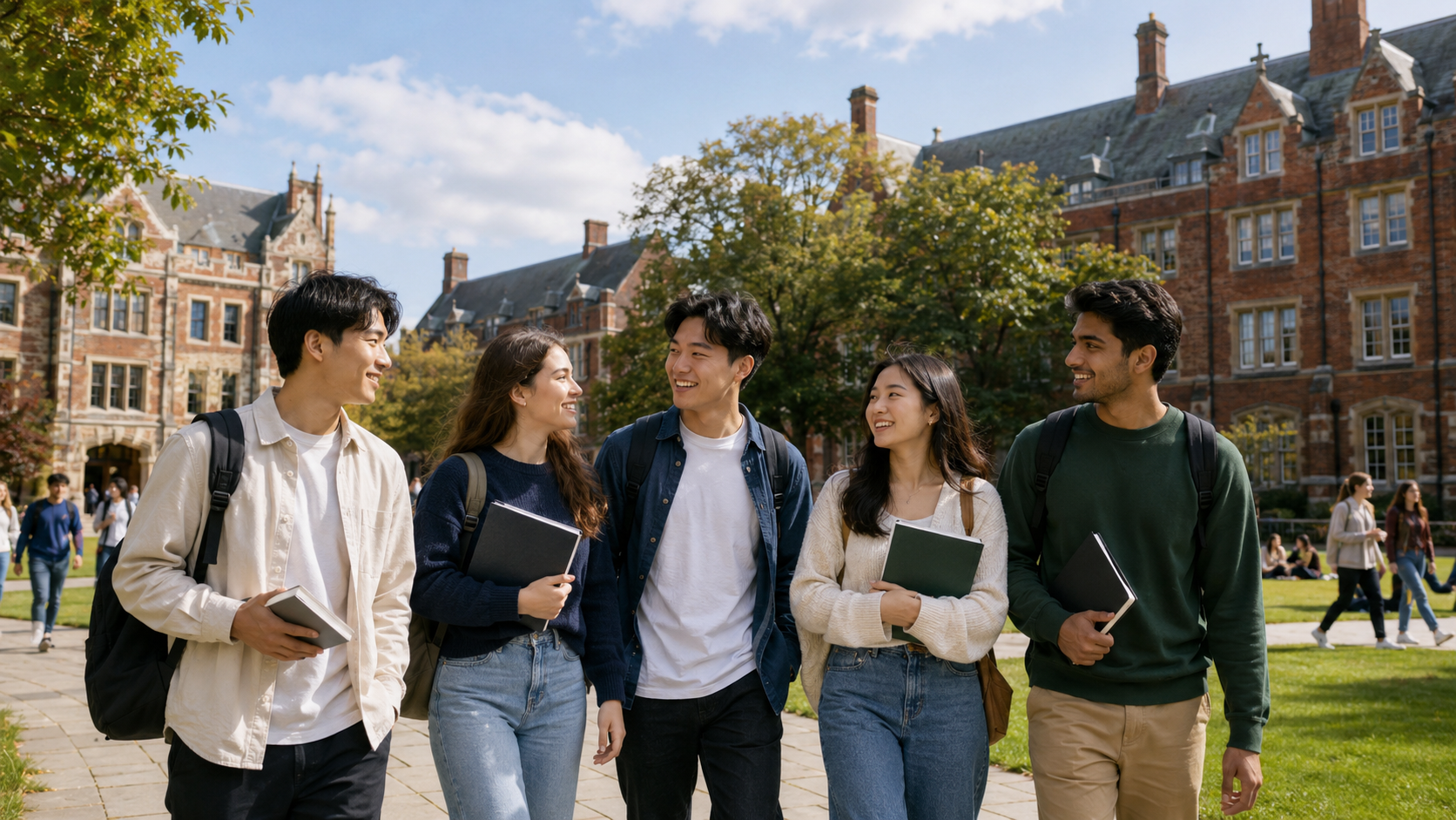 Sinh viên quốc tế trên khuôn viên trường đại học nước ngoài